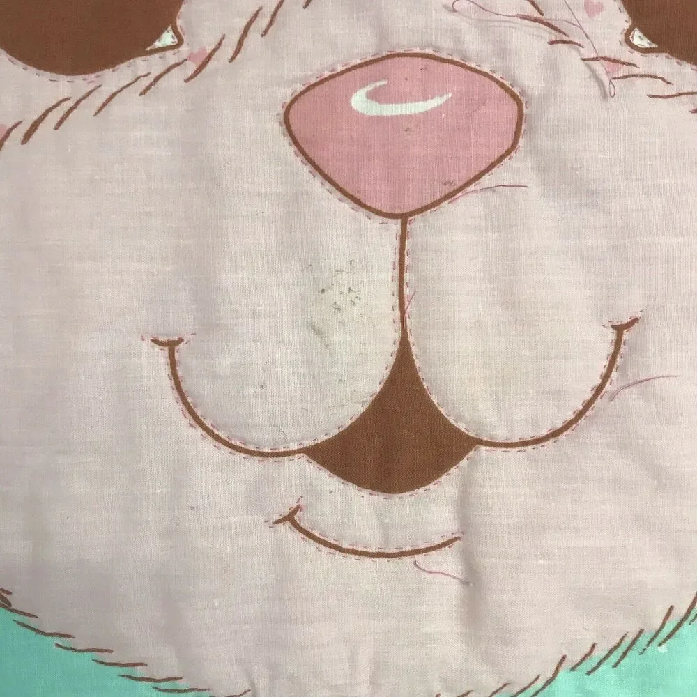 Vintage handmade pink bunny rabbit quilt baby blanket homemade Spring Mills
